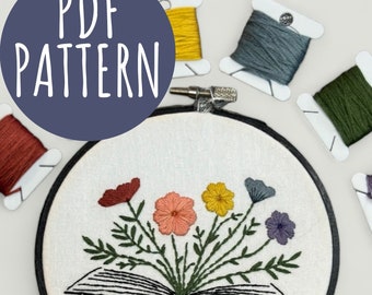 Floral rainbow book PDF embroidery pattern