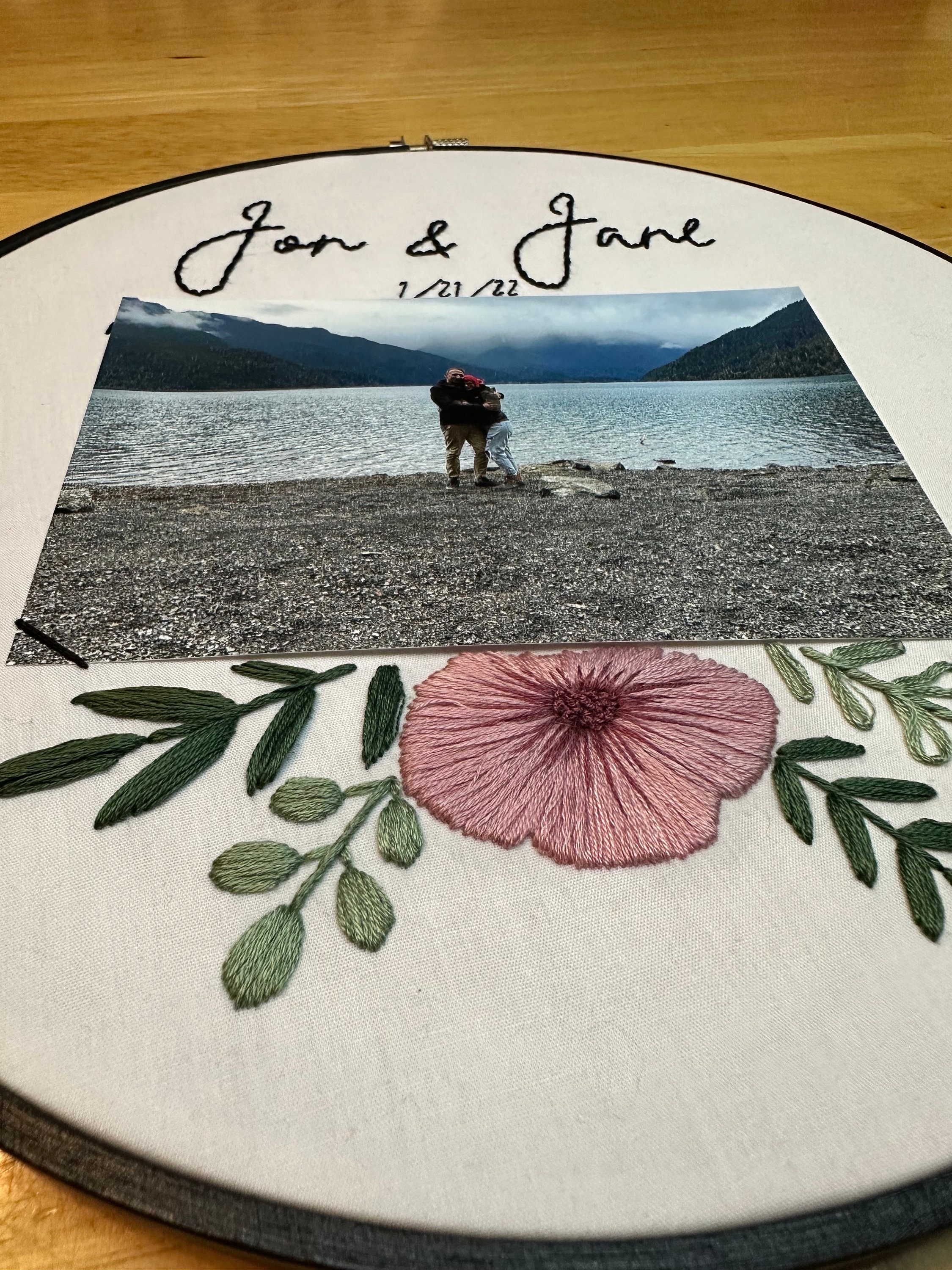 Custom Finished Embroidery Hoop Photo Frame Etsy