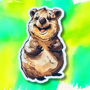 Quentin el Quokka; calcomanías de vinilo con dibujos animados de animales australianos lindos y gruesos para niños y adultos