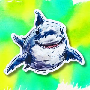 Shazza el tiburón; calcomanías de vinilo con dibujos animados de animales australianos lindos y gruesos para niños y adultos