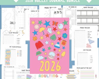2026 Ultimate Yearly Bullet Journal Bundle | Monthly themes | BuJo Pages | Colouring | Printable | PDF A4, A5, US Letter, US half letter