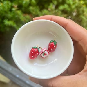 Strawberry and Strawberry Jam Jar Charm | Fruit Charms | Air Dry Clay