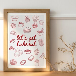 Modern Food Art Print, Playful Digital Wall Art for Kitchen and Dining Room Decor, Instant Download, Minimalist Design, Restaurant Style