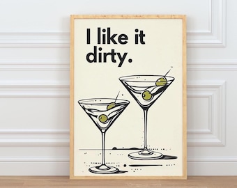 Dirty Martini Digital Art Print, Cocktail Wall Decor, Bar Art, Printable Drink Poster, Home Bar Decor, Instant Download