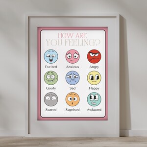 Cuadro colorido de emociones para niños / Póster de aprendizaje para niños / Impresión de pared socioemocional