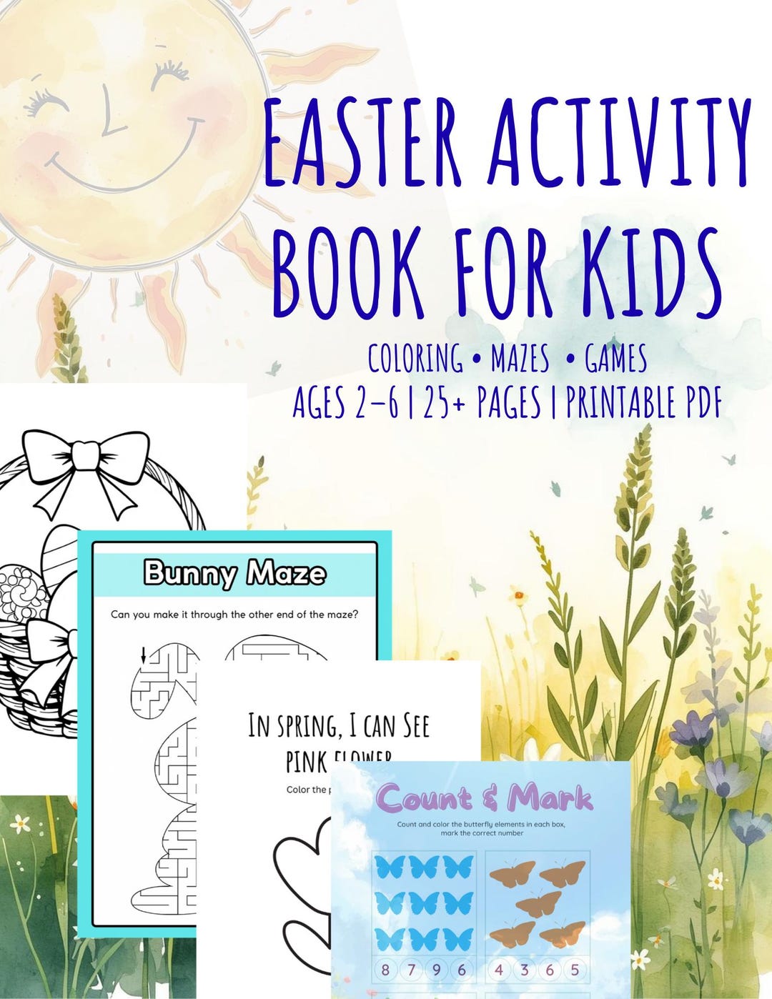 Easter Spring Activity Book for Kids | Coloring, Mazes, Puzzles ...