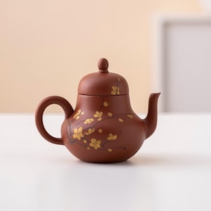 Hand-painted Floral Purple Clay Teapot from Yixing 110ml