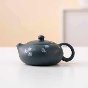 Hand-painted Floral Purple Clay Xishi Teapot from Yixing 180ml