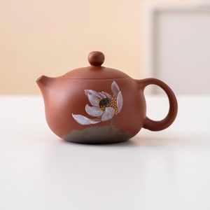 Hand-painted Lotus Purple Clay Teapot from Yixing 100ml