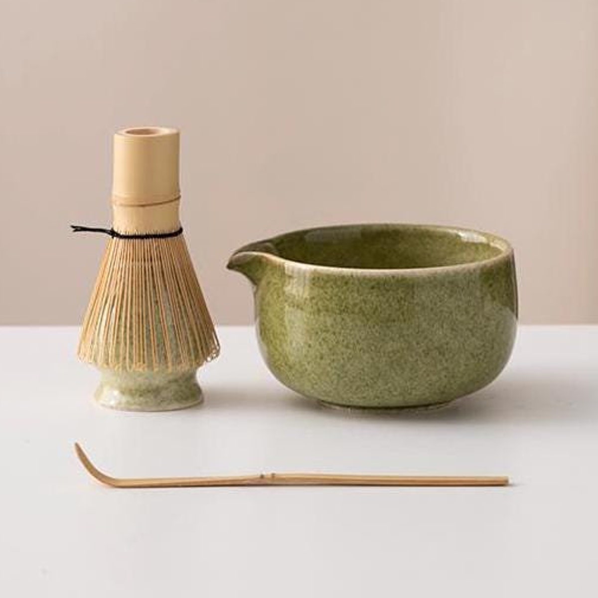 Green Ceramic Matcha Bowl Set With Spout Bamboo Whisk and Chasen Holder Unique Matcha Whisk Set 450ml - Etsy