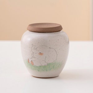 Hand-painted Couple Bunny Ceramic Tea Canister with Lid 120ml