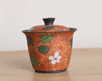 Hand-painted Flower Ceramic Gaiwan Ultra-thin Lidded Cup 140ml
