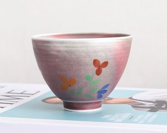Hand-painted Flower Pink Ceramic Tea Cup 140ml