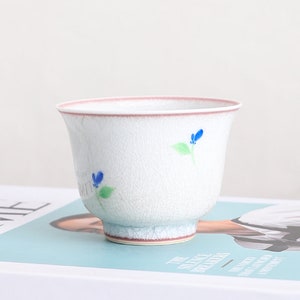 Hand-painted Flower White Ceramic Tea Cup 80ml