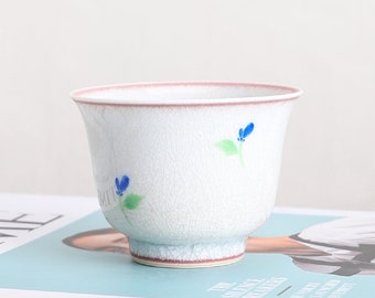 Hand-painted Flower White Ceramic Tea Cup 80ml
