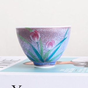 Hand-painted Tuilp Blue Ceramic Tea Cup 140ml