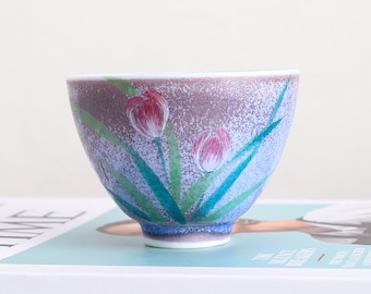 Hand-painted Tuilp Blue Ceramic Tea Cup 140ml