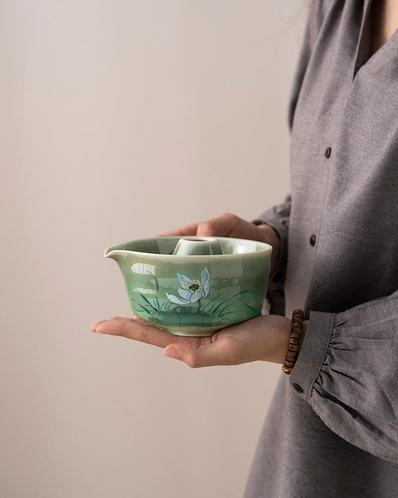 Ceramic Matcha Tea Bowl – 4 Pattern Designs (Lotus, Peony, Etc.), 11.3cm Diameter, For Tea Ceremony