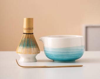 DimyFew Bol Matcha Verre 190 Ml Avec Bec Verseur - Cérémonie Thé Japonais, Préparation Latte, Salades, Résistant Chaleur & Micro-ondes