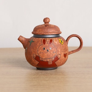 Hand-painted Cute Rabbit Stoneware Ceramic Teapot 170ml