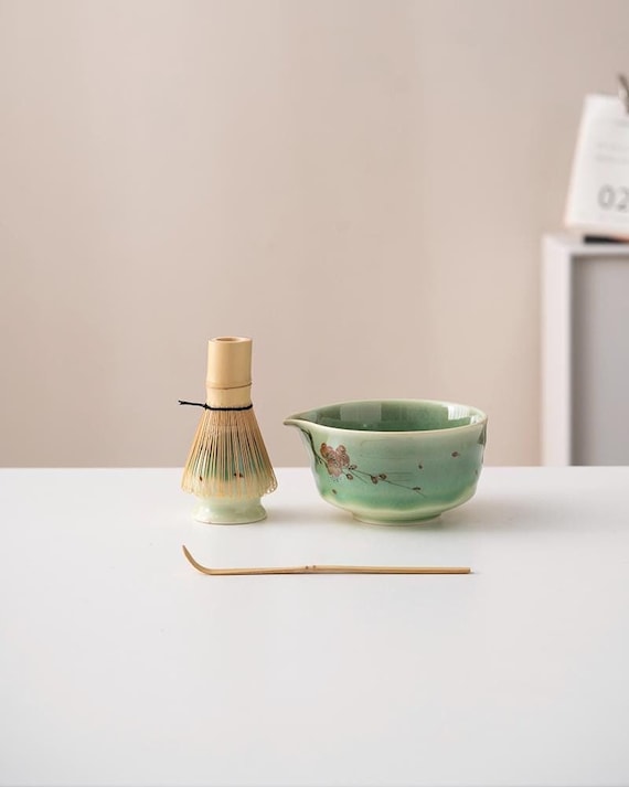 Set Matcha In Ceramica Rosa Con Gatto: Ciotola 17oz, Frusta In Bambù E Portafrusta, Paletta - Kit Da Tè Giapponese Completo