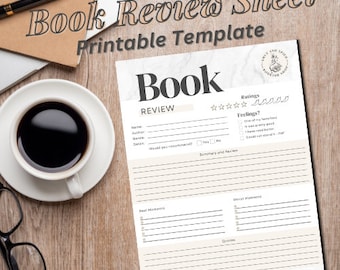 Minimalist Book Review Sheet: Printable Reading Journal (Digital Download)