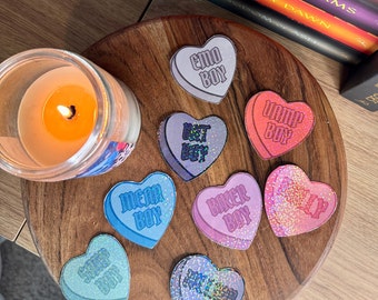 Book Boyfriend Candy Heart Stickers: Bookish Reader Vinyl Decals