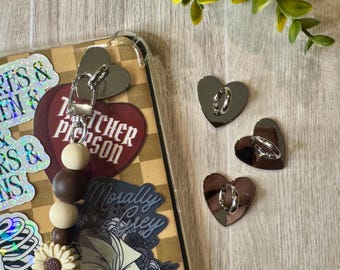 Kindle Keychain Sticker Hook: Metal Heart Charm, Bookish Accessory