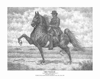 Horse Art - Sky Watch - Great Saddlebred Legend - Ltd. Ed. Print by James Walls