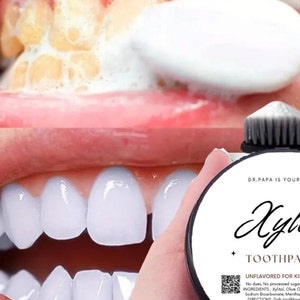 Dr.Papa Xylitol Toothpaste with Coconut and Olive Oil for Cavity Bad Breath Whitening ALKALIZING  Natural Unflavored for Kids and Adults