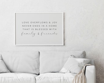 Love Overflows / Farmhouse Decor / Printable Art / Digital Download Poster / Home Decor / Farmhouse Wall Art / Home is Where Love