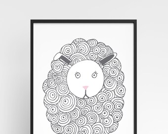 White Sheep / Printable Art / Digital Download Poster / Playroom Art / Kids Room Wall Art / Minimalist Wall Art / Modern Playroom