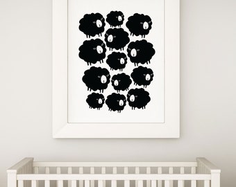 Black Sheep / Printable Art / Digital Download Poster / Playroom Art / Kids Room Wall Art / Minimalist Wall Art / Modern Nursery Art