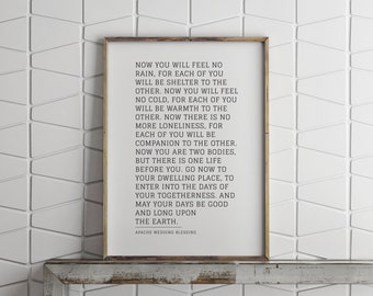 Apache Wedding Blessing / Printable Art / Digital Download Poster / Modern Wall Art / Ready to Print / Last Minute Gift / Minimalist Decor