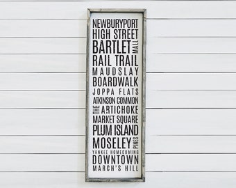 NEWBURYPORT Massachusetts MA | Subway Style Farmhouse Sign | Modern Farmhouse | Housewarming Gift | Farmhouse Decor | Custom City Sign Art