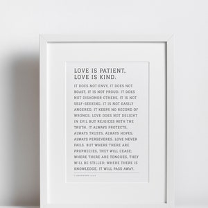 Love is Patient Love is Kind / Printable Art / Digital Download Poster / Modern Wall Art / Ready to Print / Last Minute Gift / Minimalist