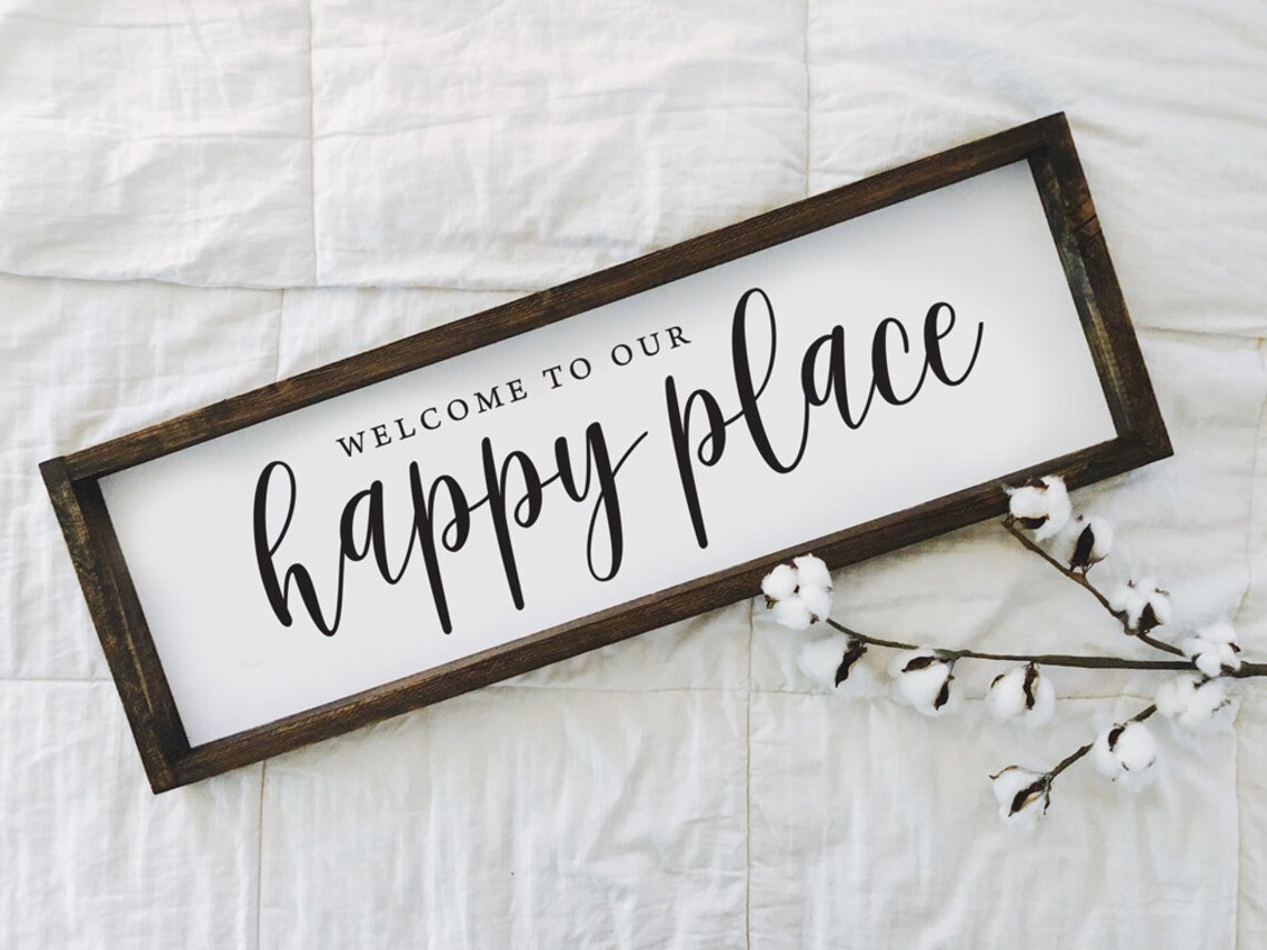 to Our Happy Place Sign Modern Farmhouse Etsy