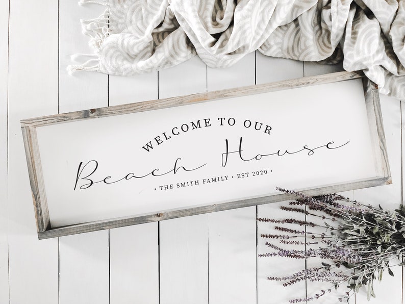 Custom Family Sign Welcome to Our Beach House Welcome to Our Lake House Welcome to Our Favorite Place Housewarming Gift Welcome image 1