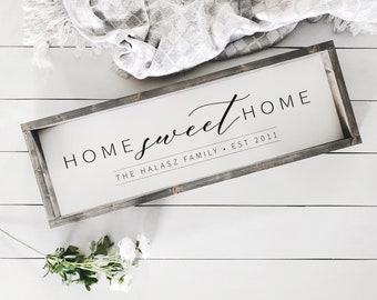 Home Sweet Home Sign | Farmhouse Sign | Family Name | Last Name Sign | House Warming Gift | New Home Gift | Wedding Gift | Established Date
