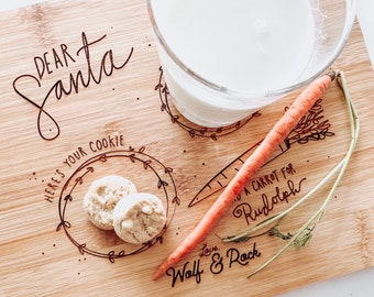 Custom Santa Board / Milk & Cookies for Santa Board / Reindeer Carrot / Christmas Eve / Cookies for Santa / Custom Santa Tray with Names