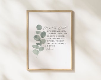 Angel of God / Printable Art / Digital Download Poster / Prayer / Ready to Print / Catholic Christian / Religious Gift Home Decor / Prayer