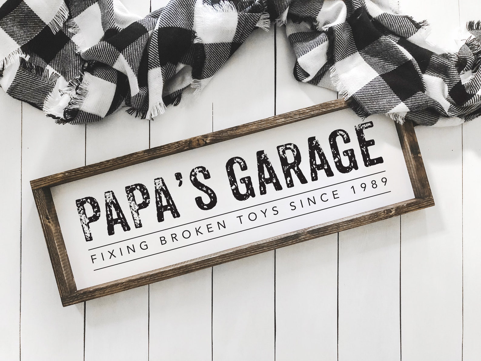 Papas Garage Farmhouse Sign Grandpère Cadeau de la fête Etsy