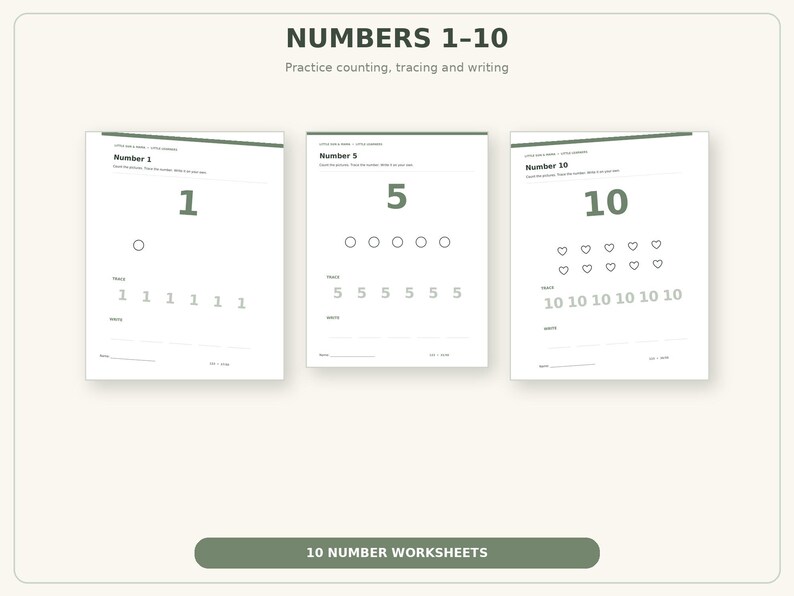 Learning Numbers Handouts 50 Preschool Worksheets Printable | Kindergarten Learning Activities ...