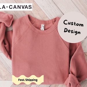 Bella+Canvas® Crewneck 3901 Sweatshirt, Unisex Sponge Fleece Raglan Pullover, Soft Cotton-Blend Crewneck, Blank or Customizable