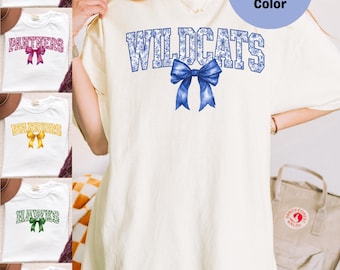 Custom Team Name Toile Bow Personalized Name Comfort Colors Shirt, Youth Adult Customizable Soccer Football Baseball Sweatshirt