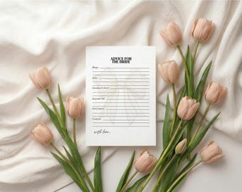She's Tying the Knot Advice Card, White Bow Coquette Bridal Shower Game, Elegant Minimalist Cream Advice for Bride, Editable Template, D56