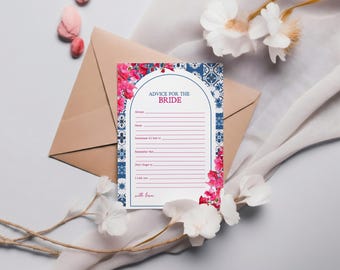 Mia Dancing Queen Advice Card, Mediterranean Greek Party Bridal Shower Game, Blue Tile Bougainvillea Advice for Bride, Printable DIY, D315