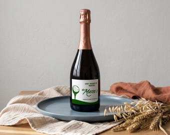 Golf Champagne Label Template, Vintage Country Club Wine Wrap, Old Money Classy Golf Party Decor, Let's Par-Tee Bubbly Sticker, D172