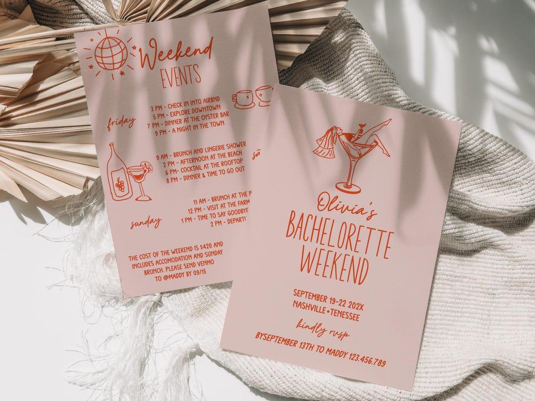Editable Hand Drawn Scribble Bachelorette Party Invitation, Weekend Hen ...