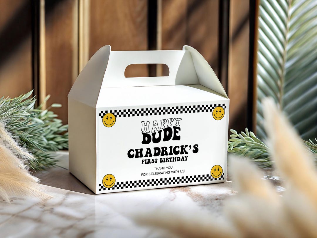 One Happy Dude Gable Box Labels, Boy First Birthday Party Supplies ...